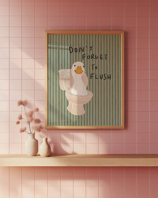 Duck Toilet Flush Bathroom Print