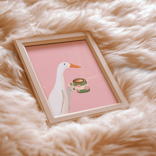 Goose With Coffee Mug Unframed Poster