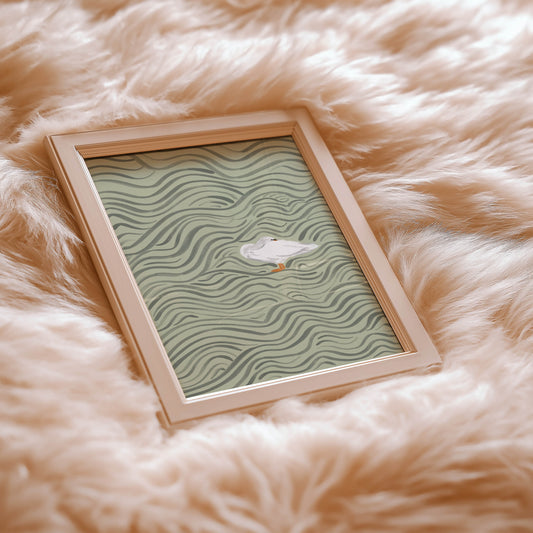 Wavy Swan Wall Art Print