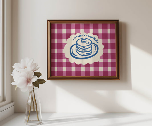 Pink Gingham Pancake Print