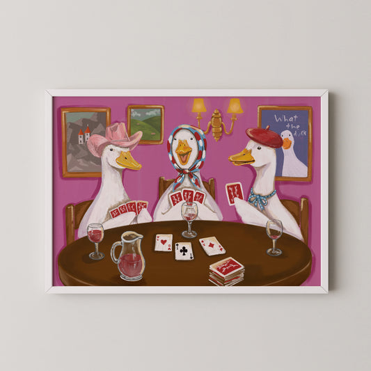 Duck Game Night Print, Whimsical Duck Wall Art