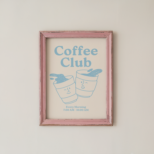 Coffee Bar Wall Art Coffee Club Minimal Print