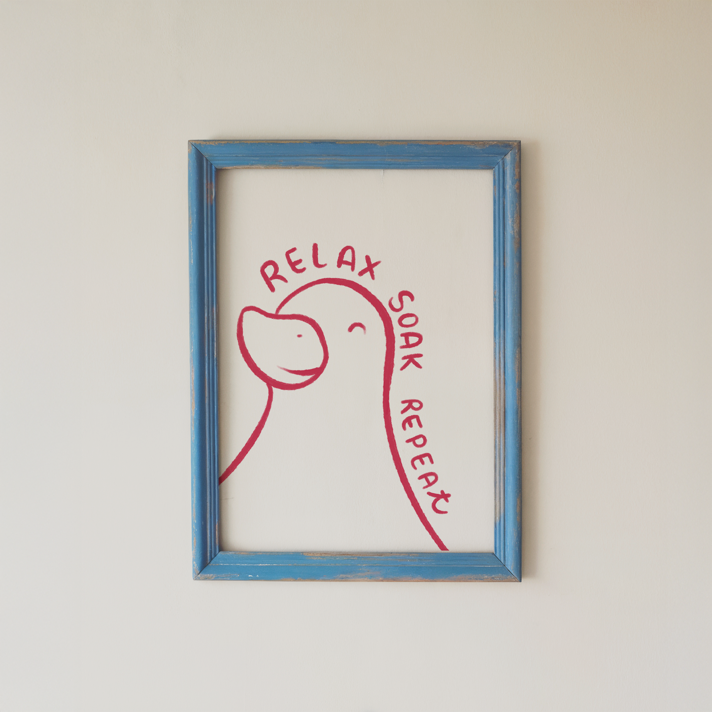 Bathroom Wall Art Print Relax Soak Repeat Duck Line Art