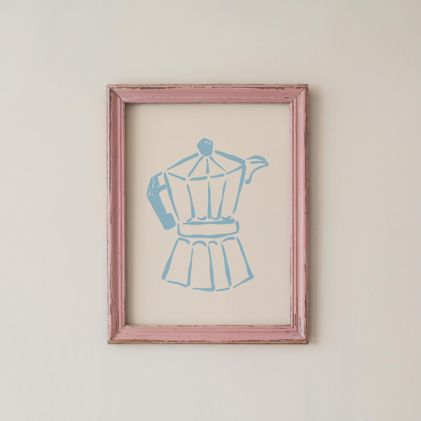 Coffee Pot Wall Art Minimal Moka Line Print