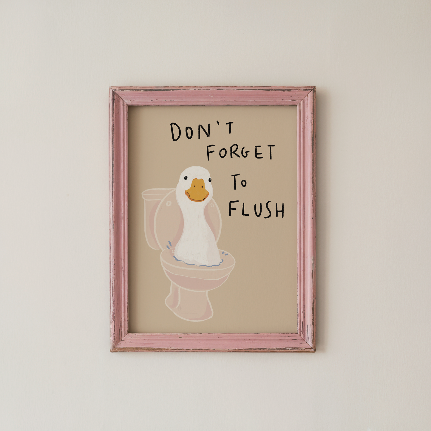 Funny Bathroom Wall Art Print Dont Forget To Flush Duck