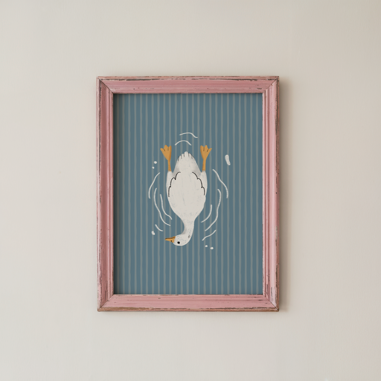 Goose Bathroom Wall Art Funny Diving Goose Print for Bathroom