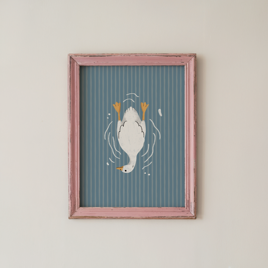 Goose Bathroom Wall Art Funny Diving Goose Print for Bathroom