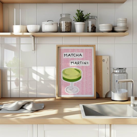 Matcha Martini Pink Kitchen Print
