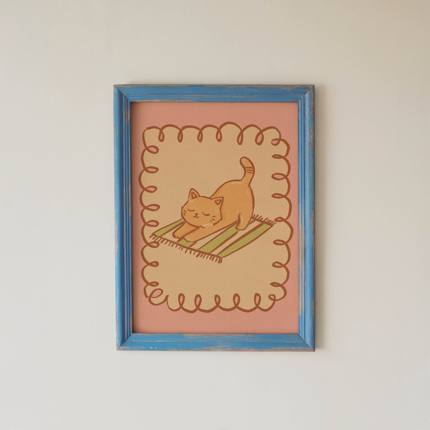 Stretching Orange Cat Nursery Print