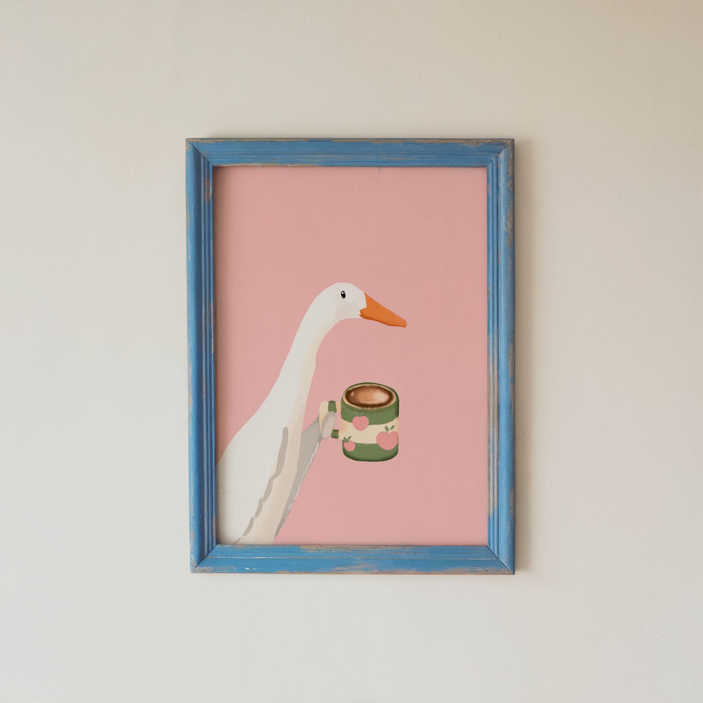 Goose With Coffee Mug Unframed Poster