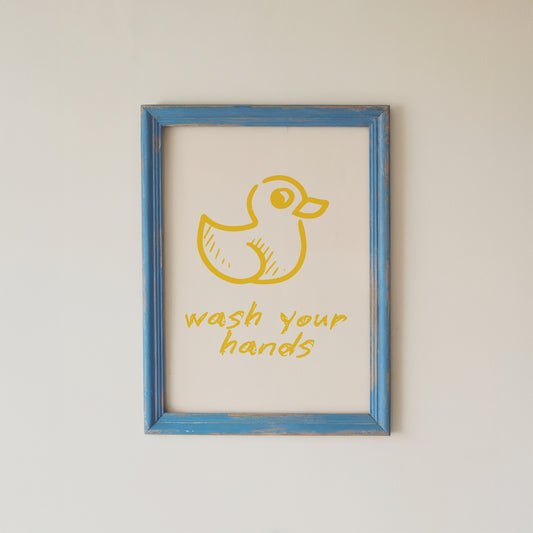 Cute Duck Wall Art Wash Your Hands Bathroom Print