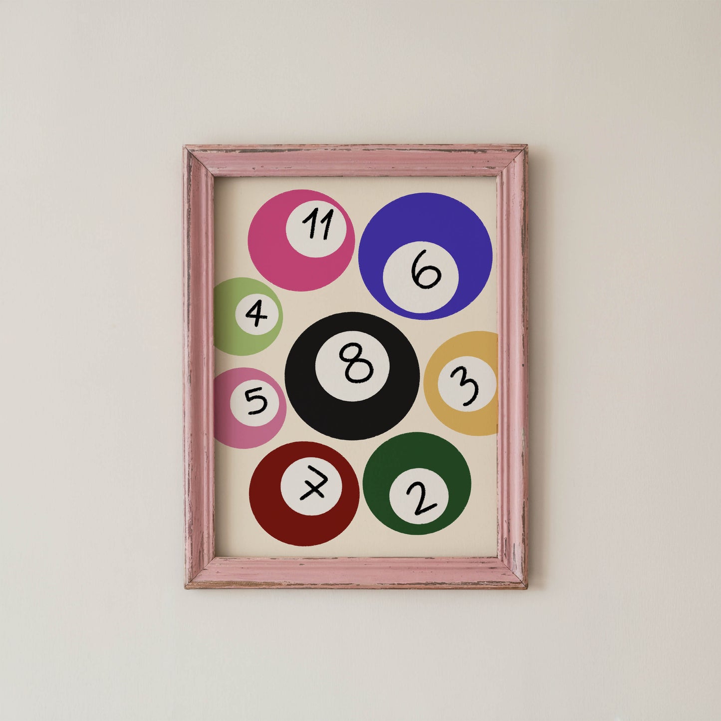 Retro Pool Ball Numbers Print