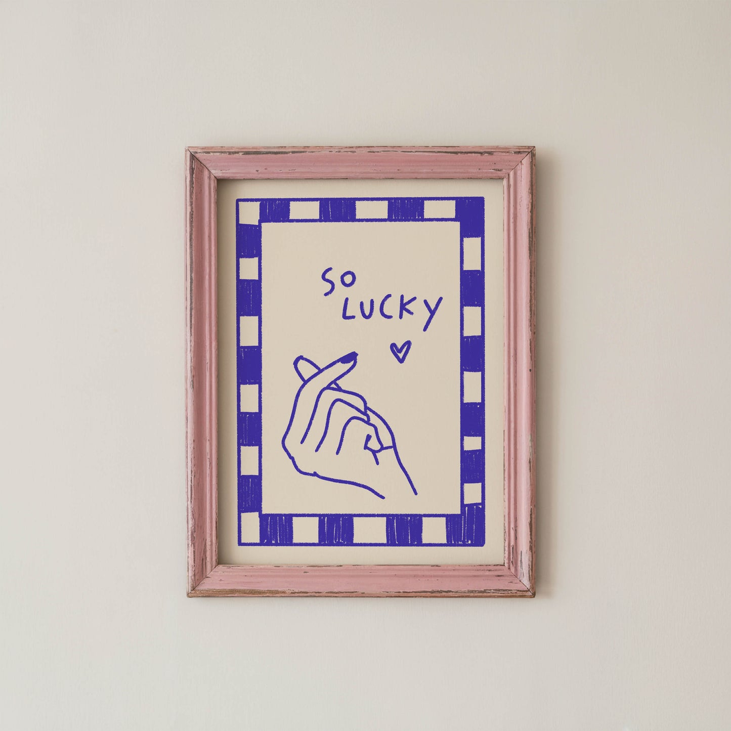 So Lucky Finger Heart Quote Print
