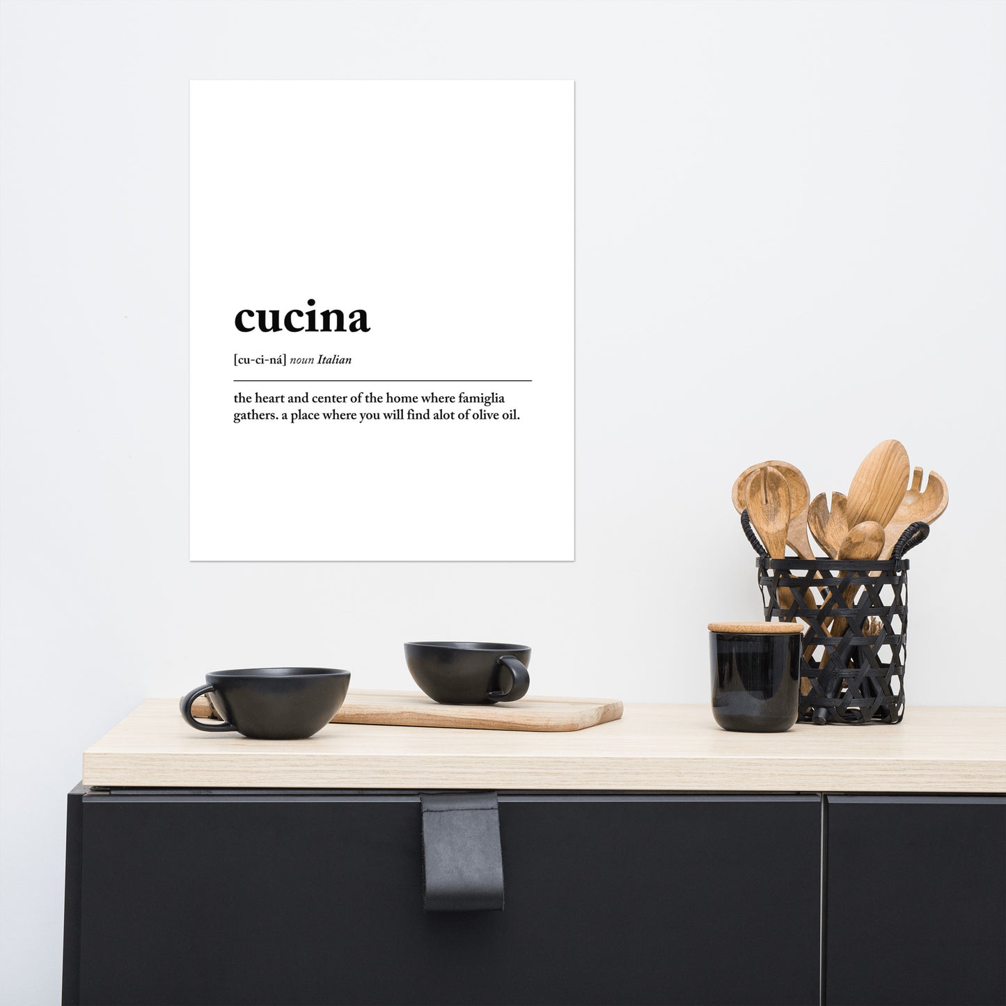 Minimalist Cucina definition poster – Italian kitchen typography wall art