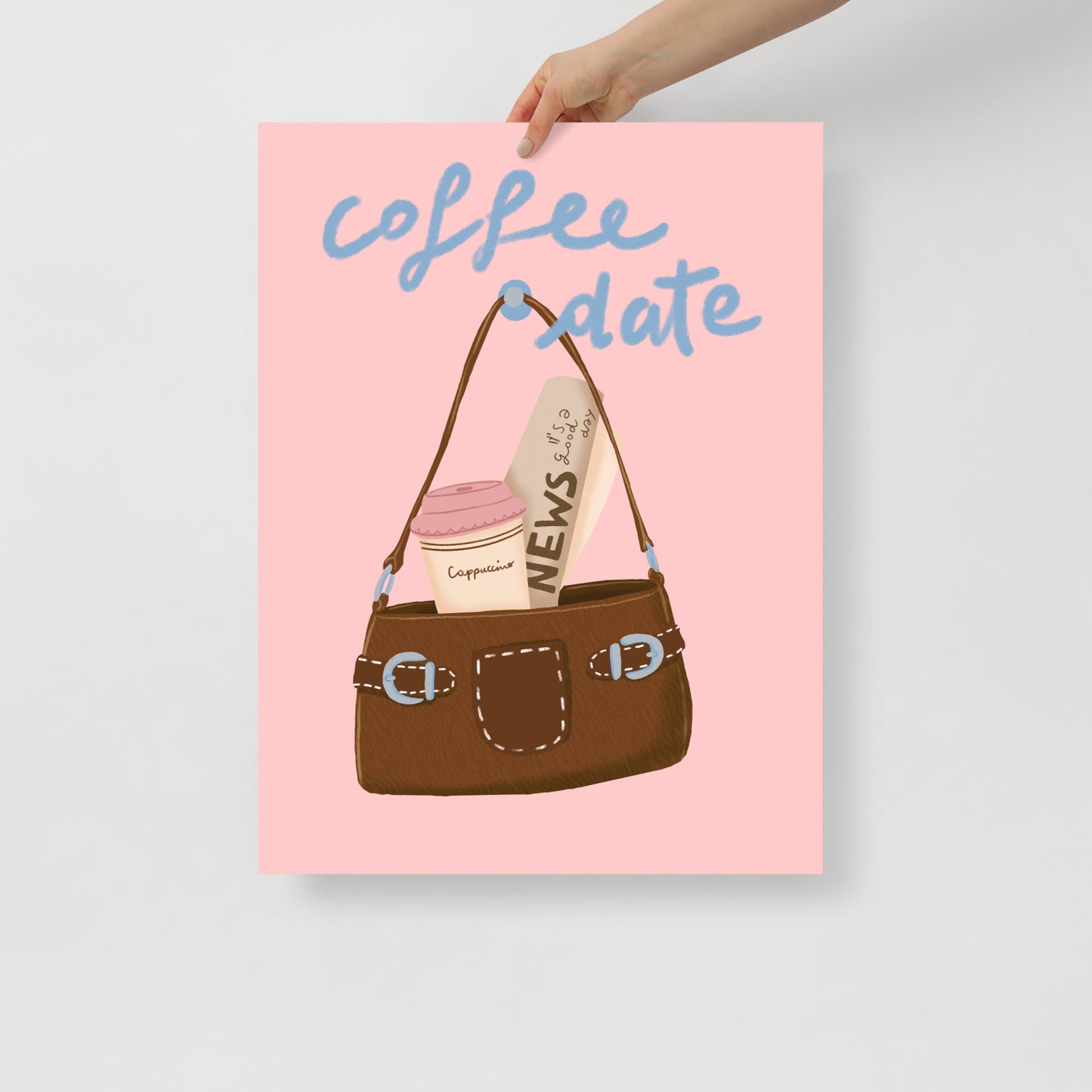 Coffee Date Pink Poster – Unframed Print 18″×24″
