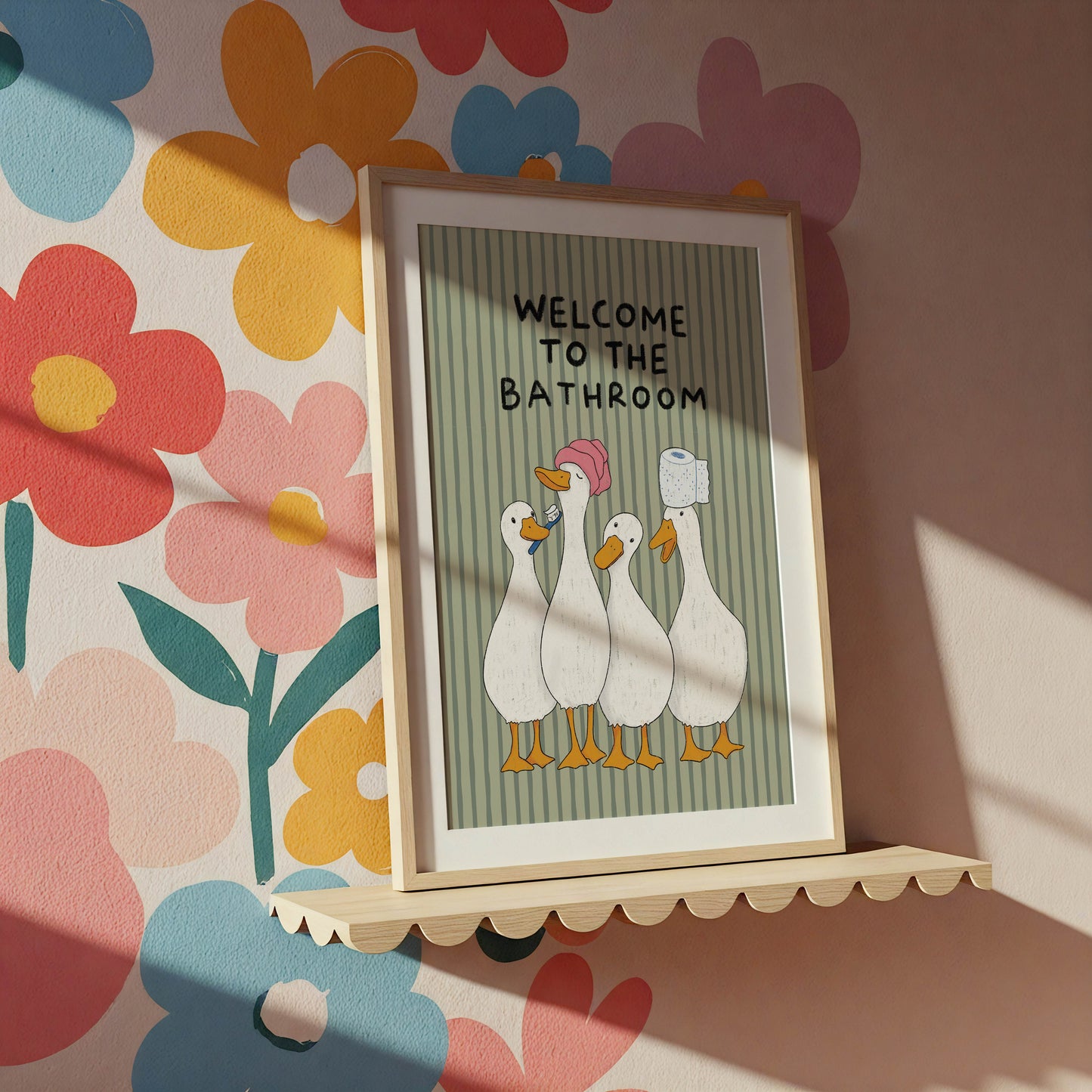 Welcome to the Bathroom Goose Print