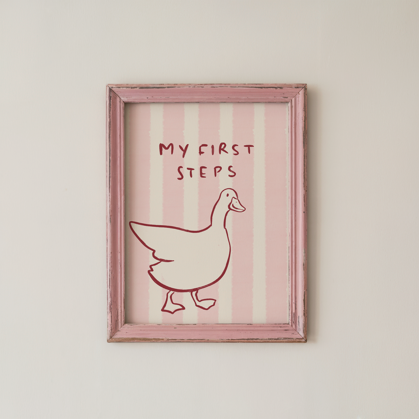Duck Nursery Wall Art Print My First Steps Quote