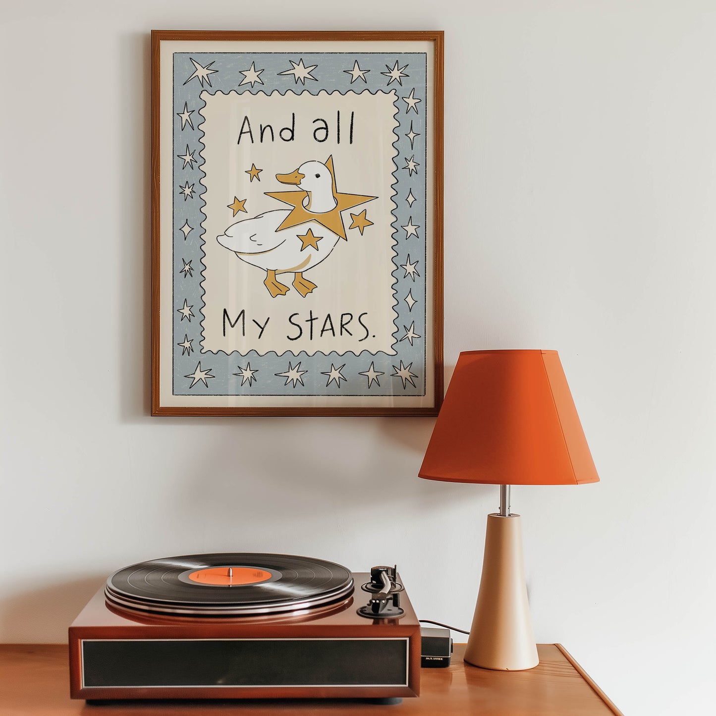 Whimsical Duck Stars Nursery Print