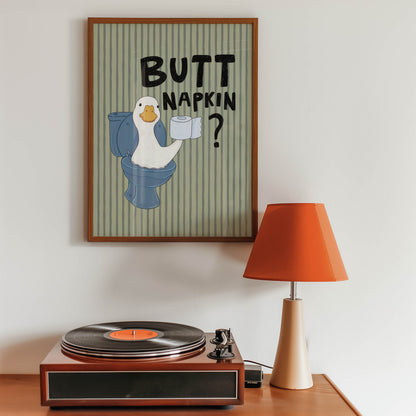 Butt Napkin Duck Bathroom Print