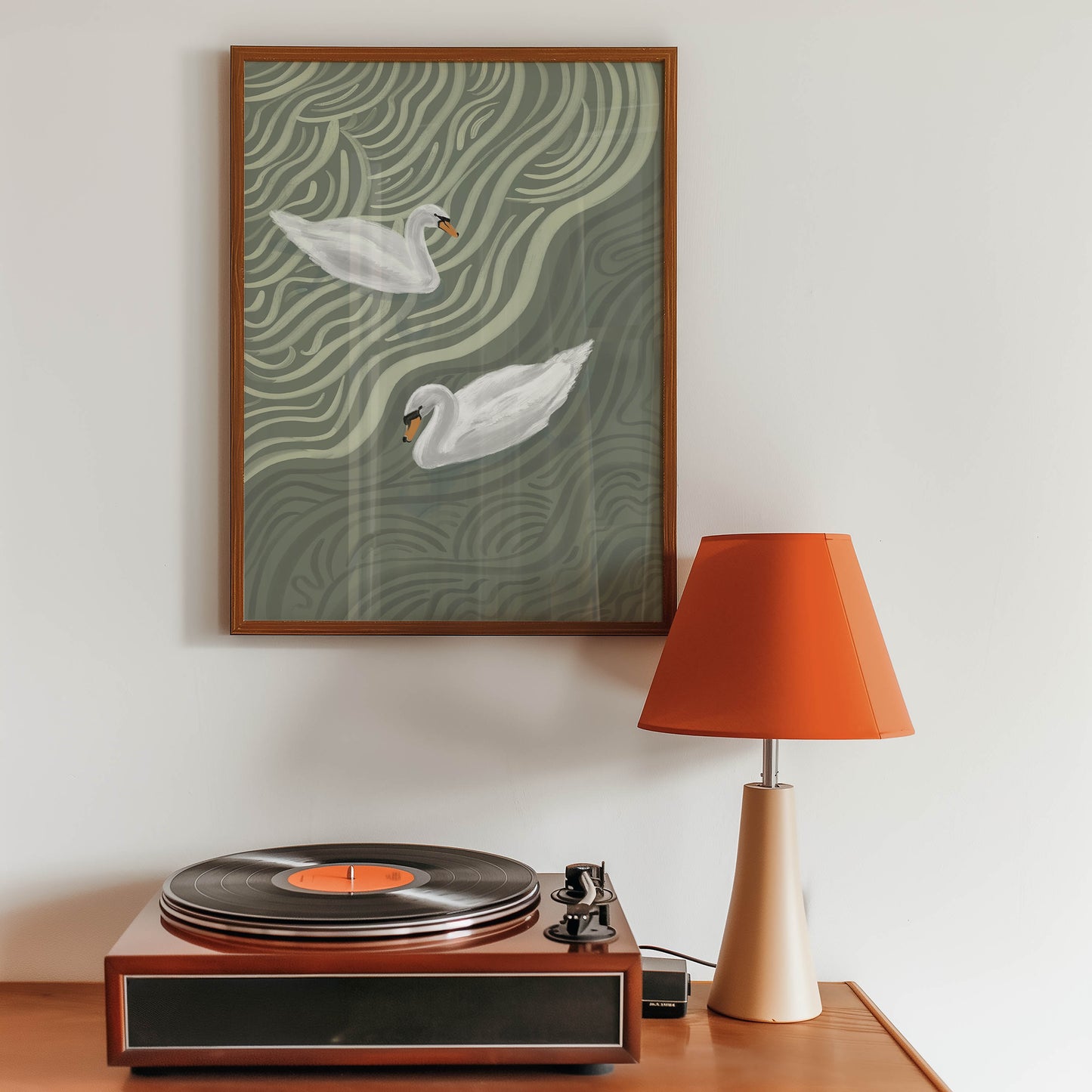 Sage Swan Duo Art Print