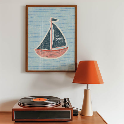 Vintage Sailboat Nursery Print