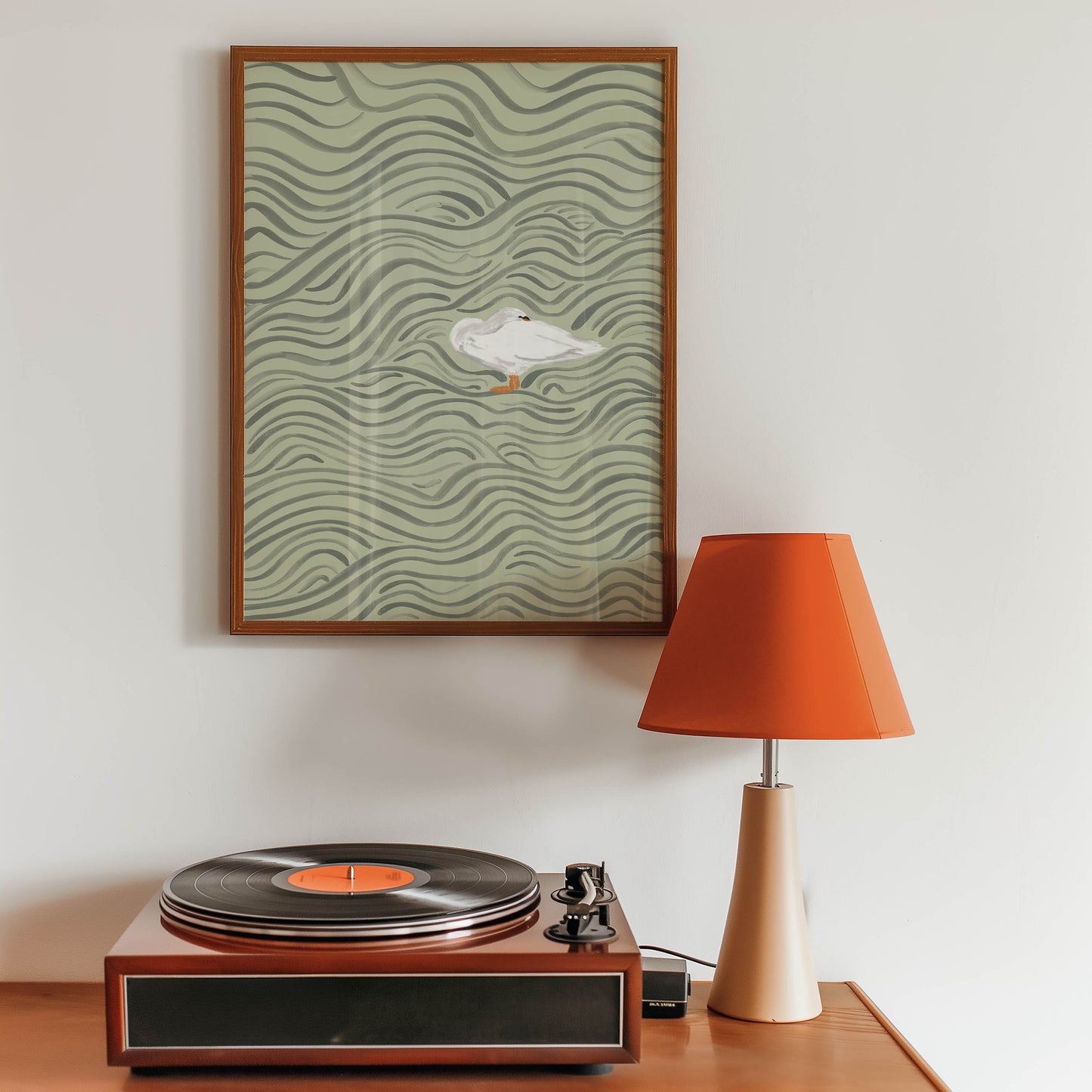 Wavy Swan Wall Art Print