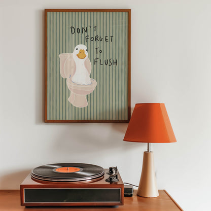 Duck Toilet Flush Bathroom Print