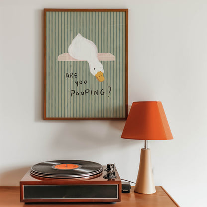 Are You Pooping? Funny Duck Bathroom Print