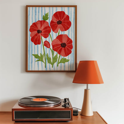 Red Poppy Floral Wall Art Print