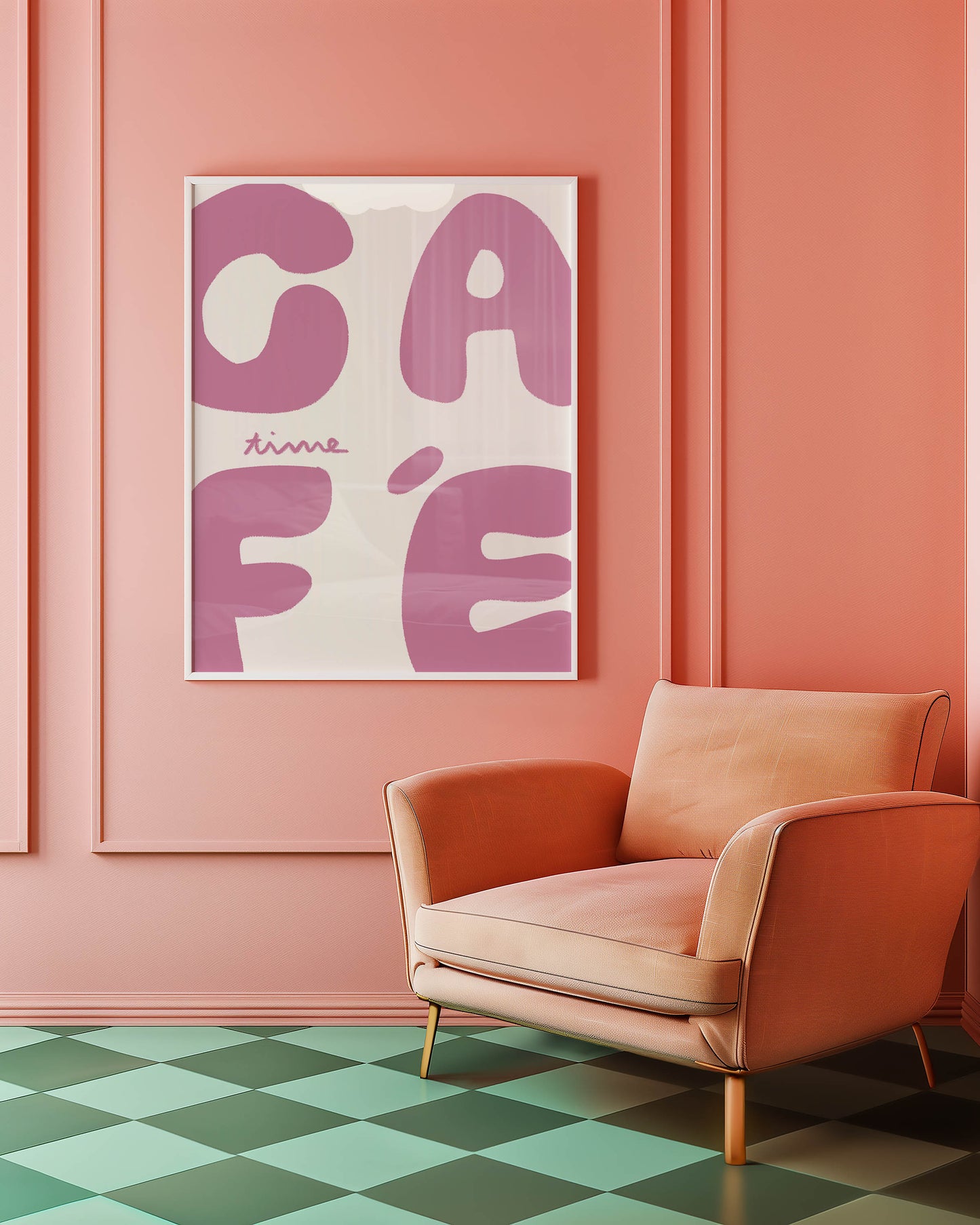 Café Time Pink Typography Print