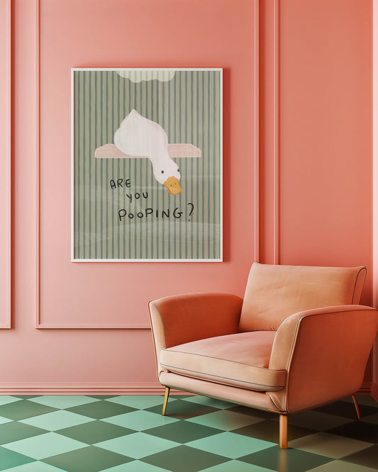 Are You Pooping? Funny Duck Bathroom Print