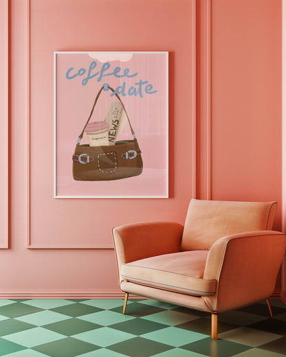 Coffee Date Pink Poster – Unframed Print