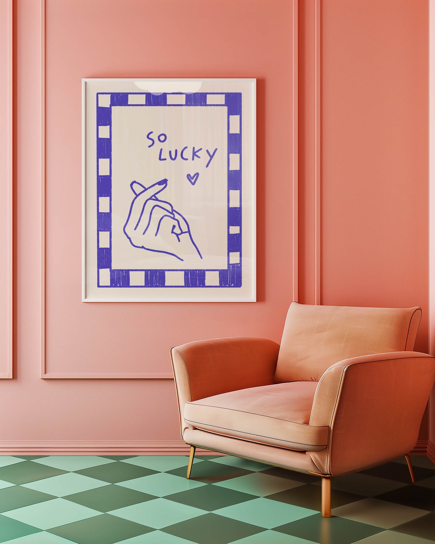 So Lucky Finger Heart Quote Print