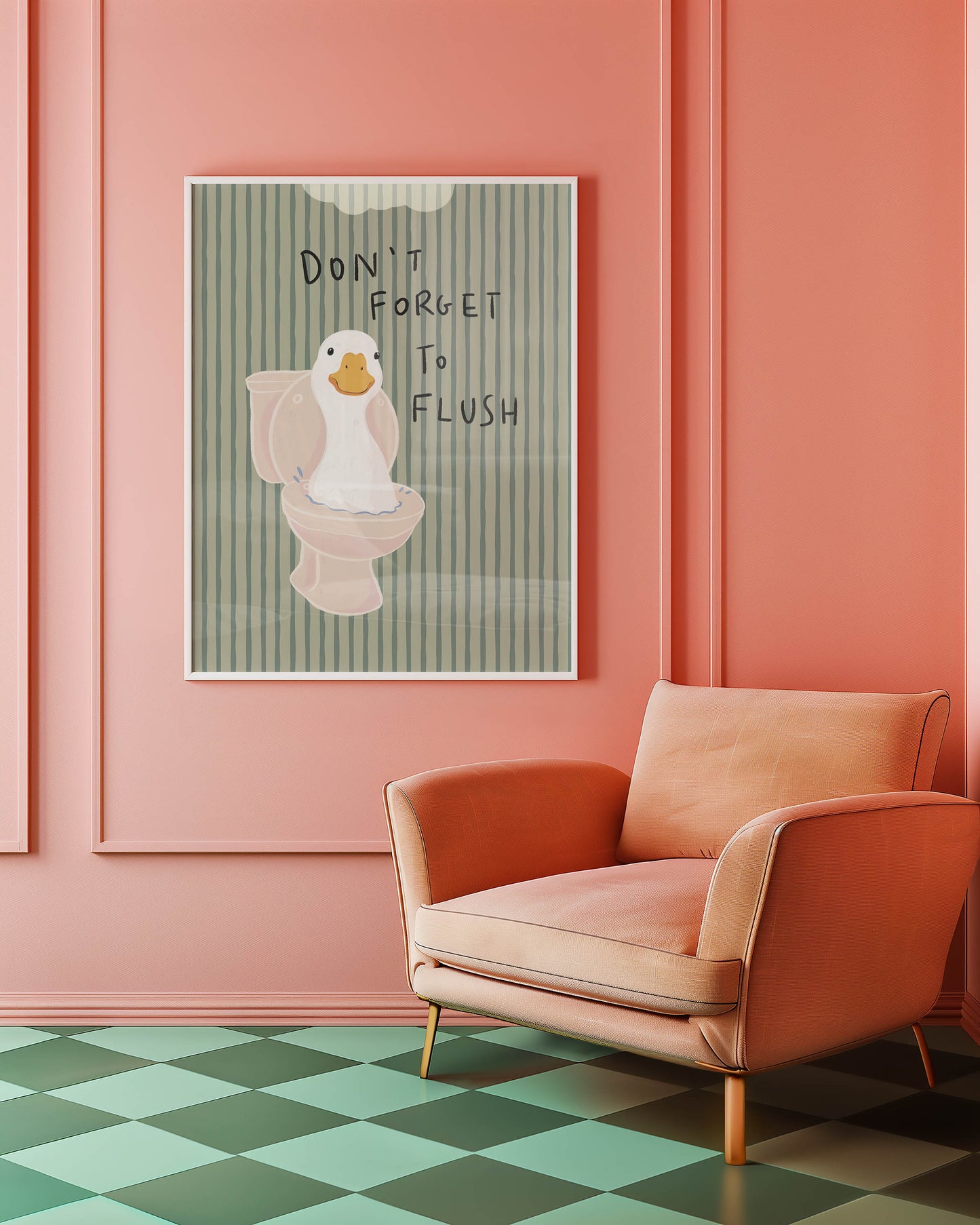 Duck Toilet Flush Bathroom Print