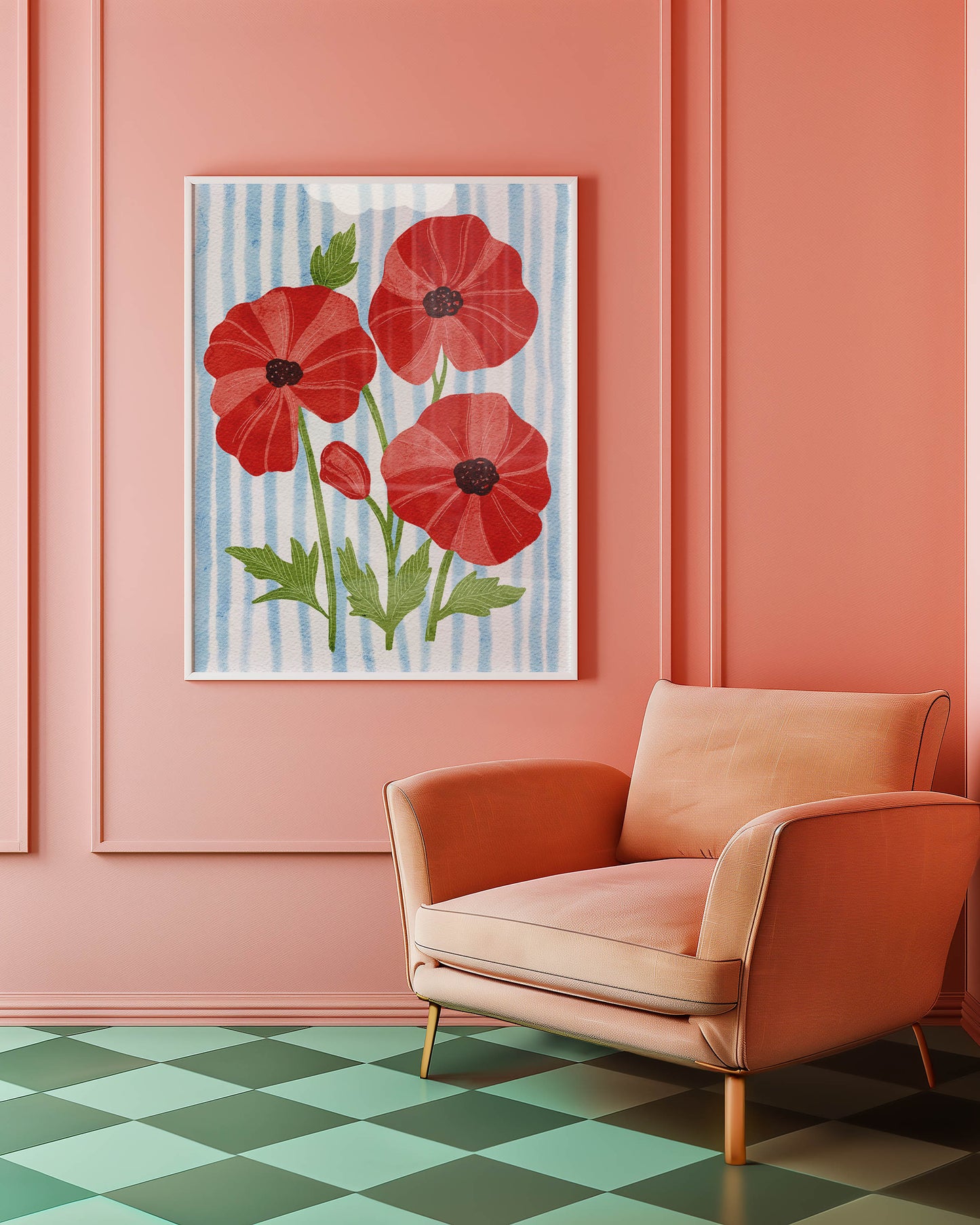Red Poppy Floral Wall Art Print