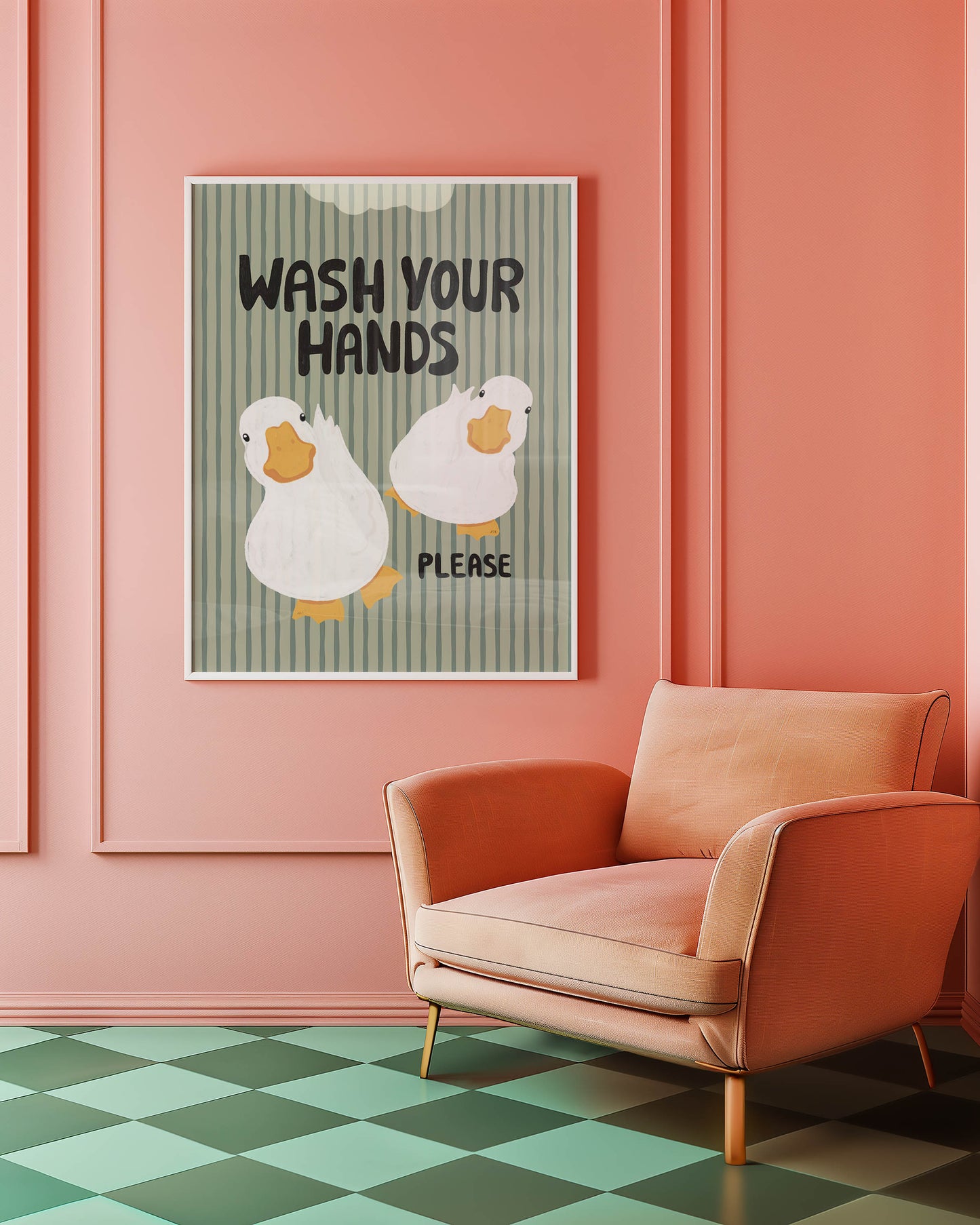 Wash Your Hands Duck Bathroom Print