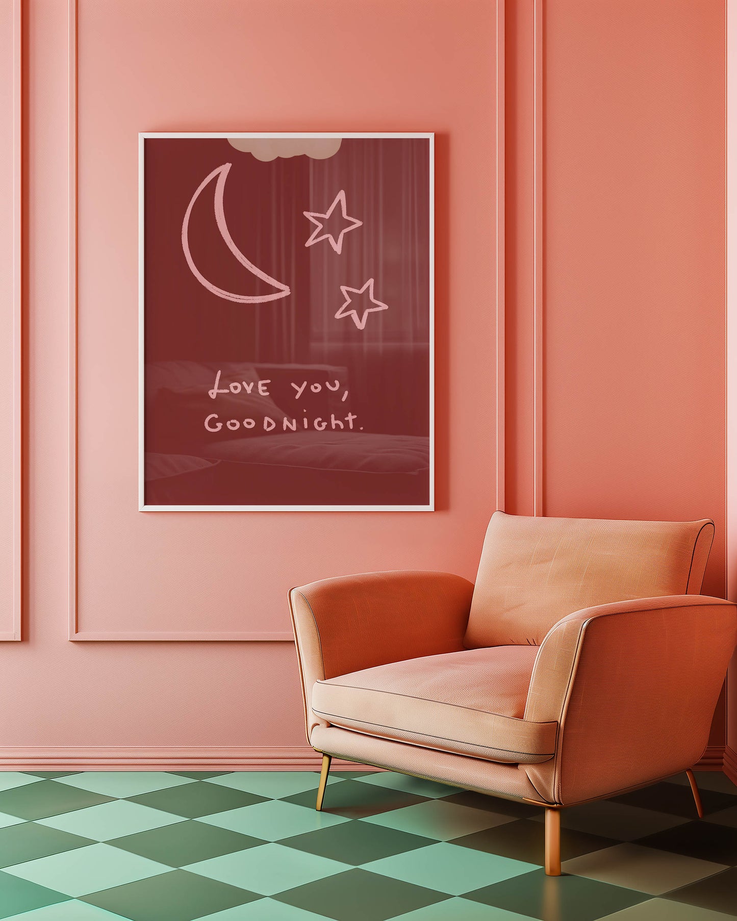 Love You, Goodnight Typography Print