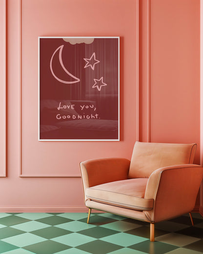 Love You, Goodnight Typography Print