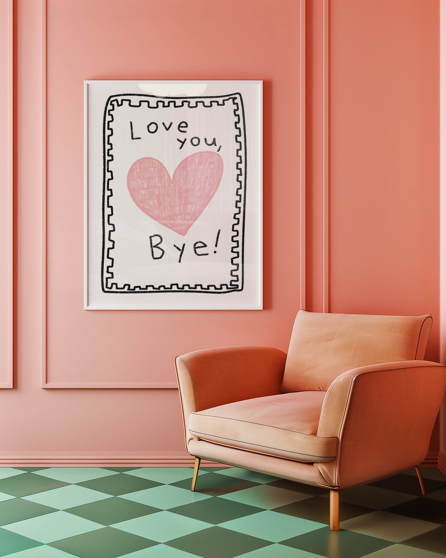 Love You, Bye! Heart Typography Print