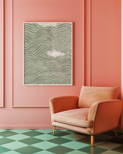 Wavy Swan Wall Art Print
