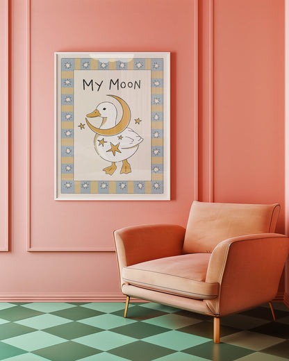 My Moon Duck Nursery Print