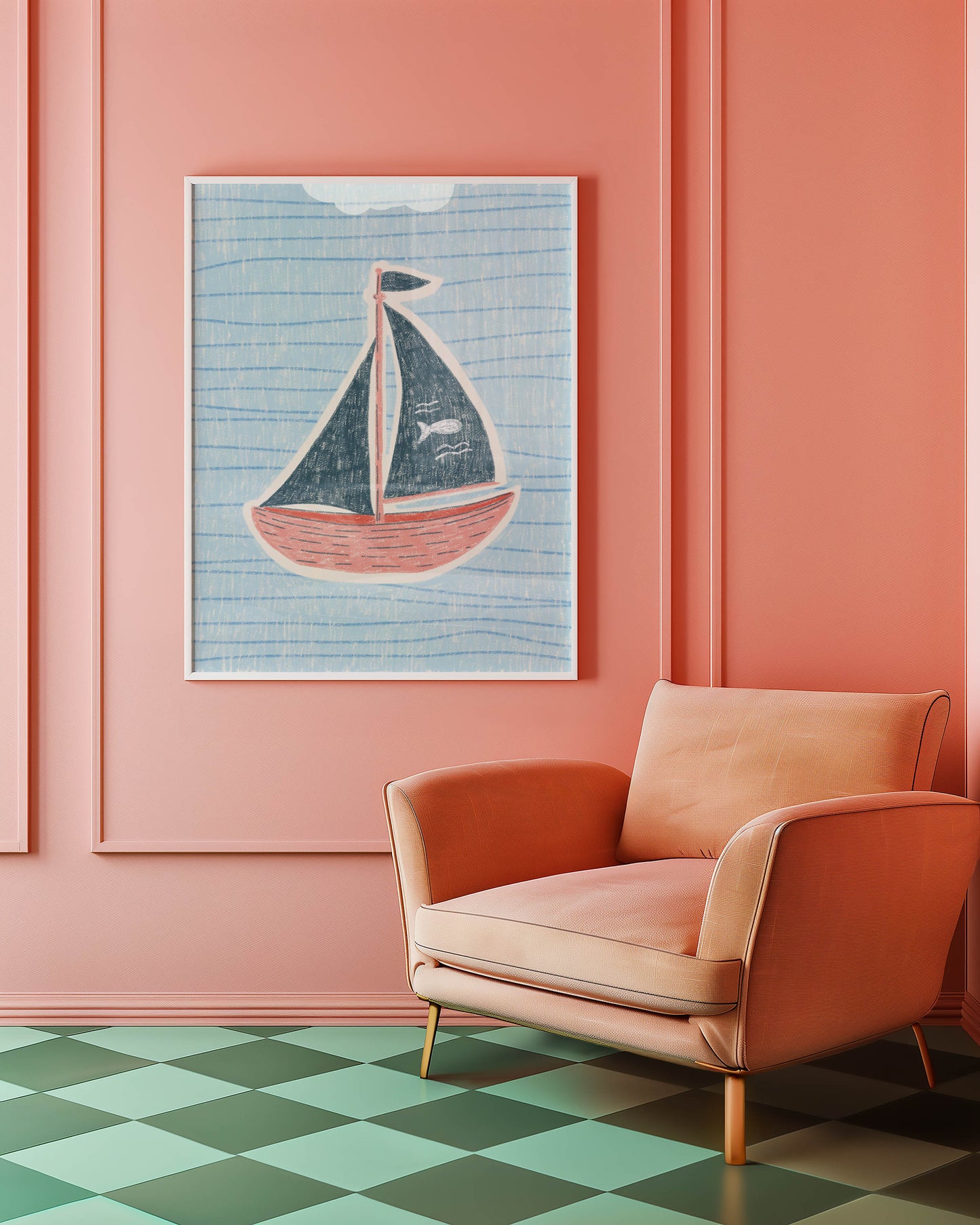 Vintage Sailboat Nursery Print