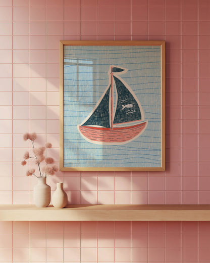 Vintage Sailboat Nursery Print