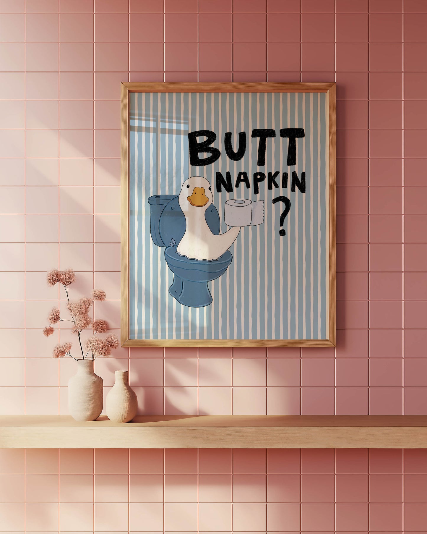 Butt Napkin Duck Bathroom Print