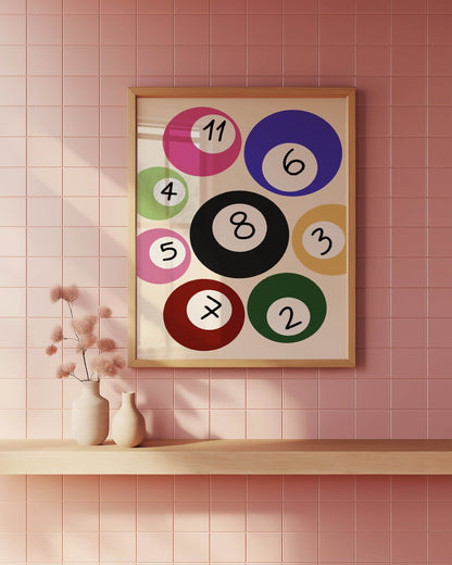 Retro Pool Ball Numbers Print