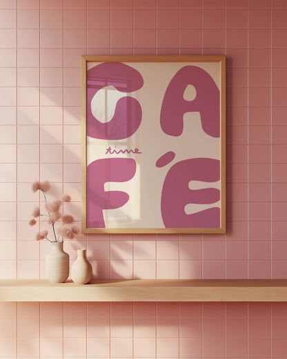 Café Time Pink Typography Print