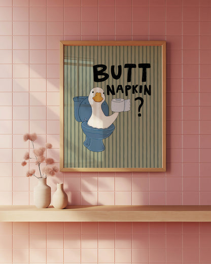 Butt Napkin Duck Bathroom Print