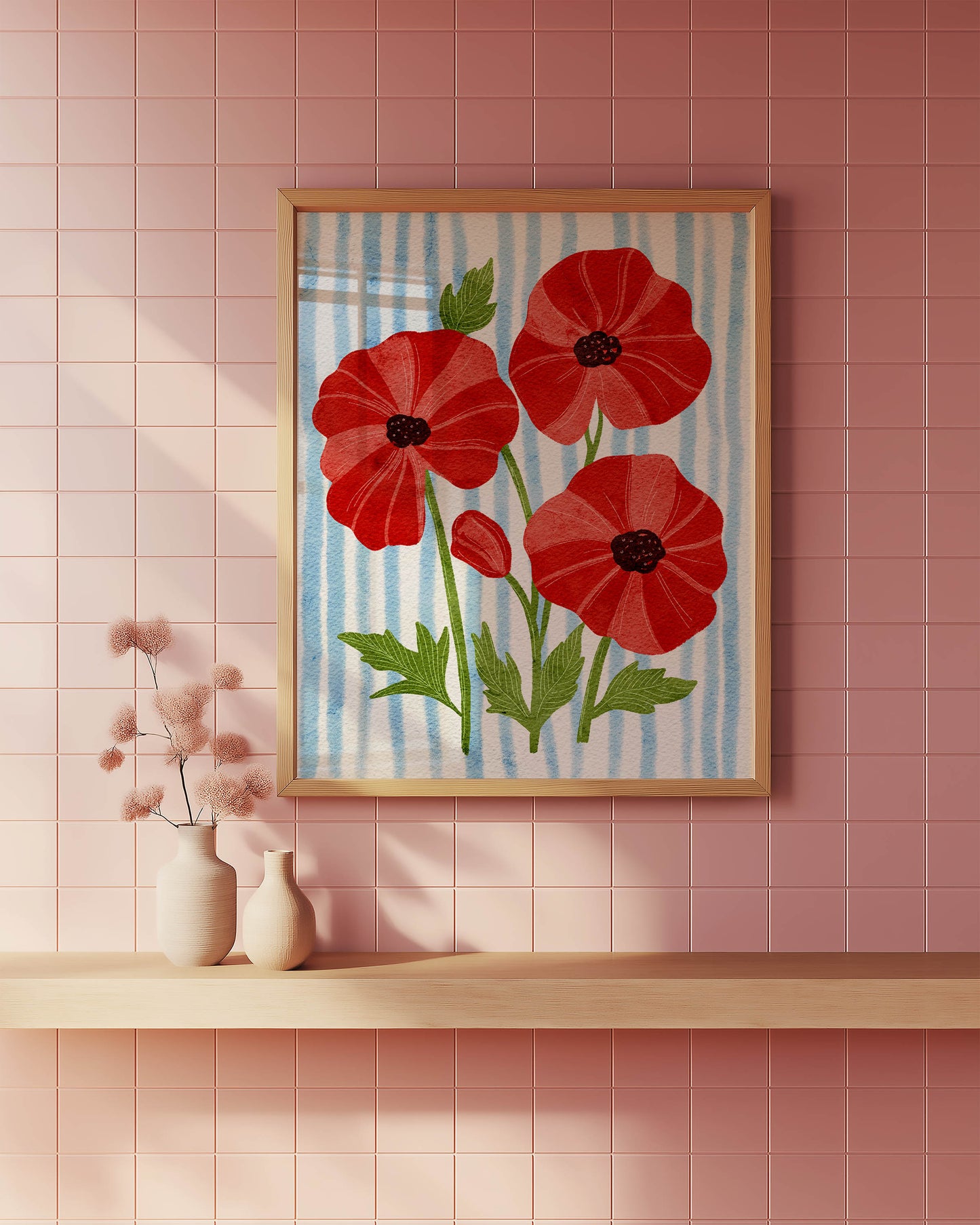 Red Poppy Floral Wall Art Print