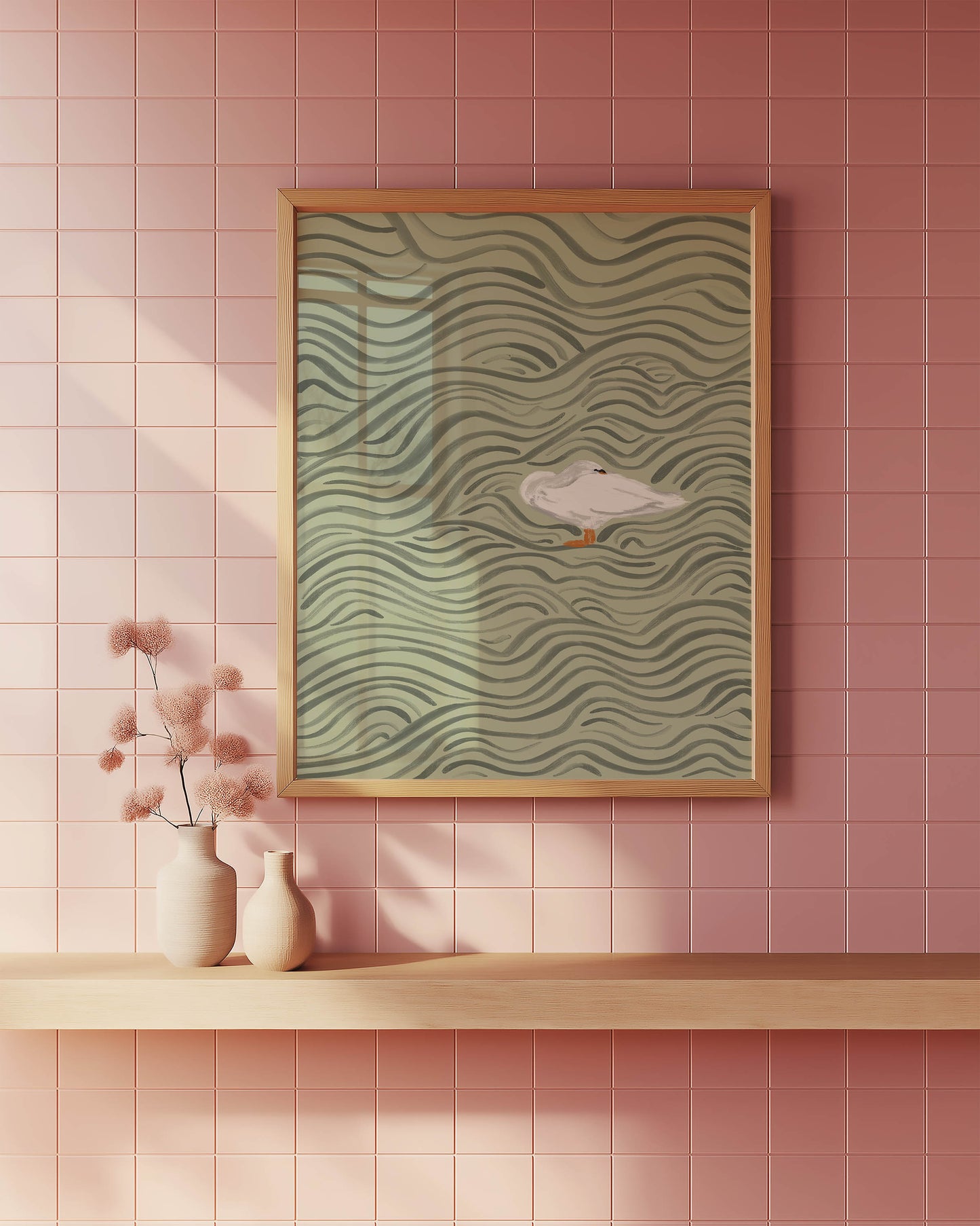 Wavy Swan Wall Art Print