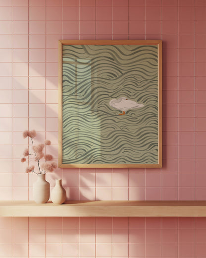 Wavy Swan Wall Art Print